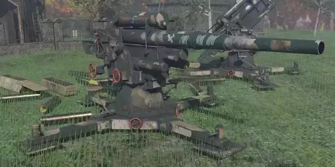 Flak 88 German WWII cannon with ammo