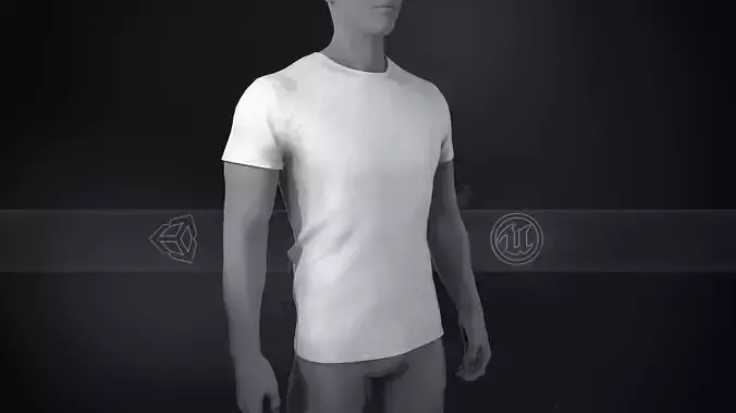 Slim Fit White T-Shirt  Low-poly 3D model