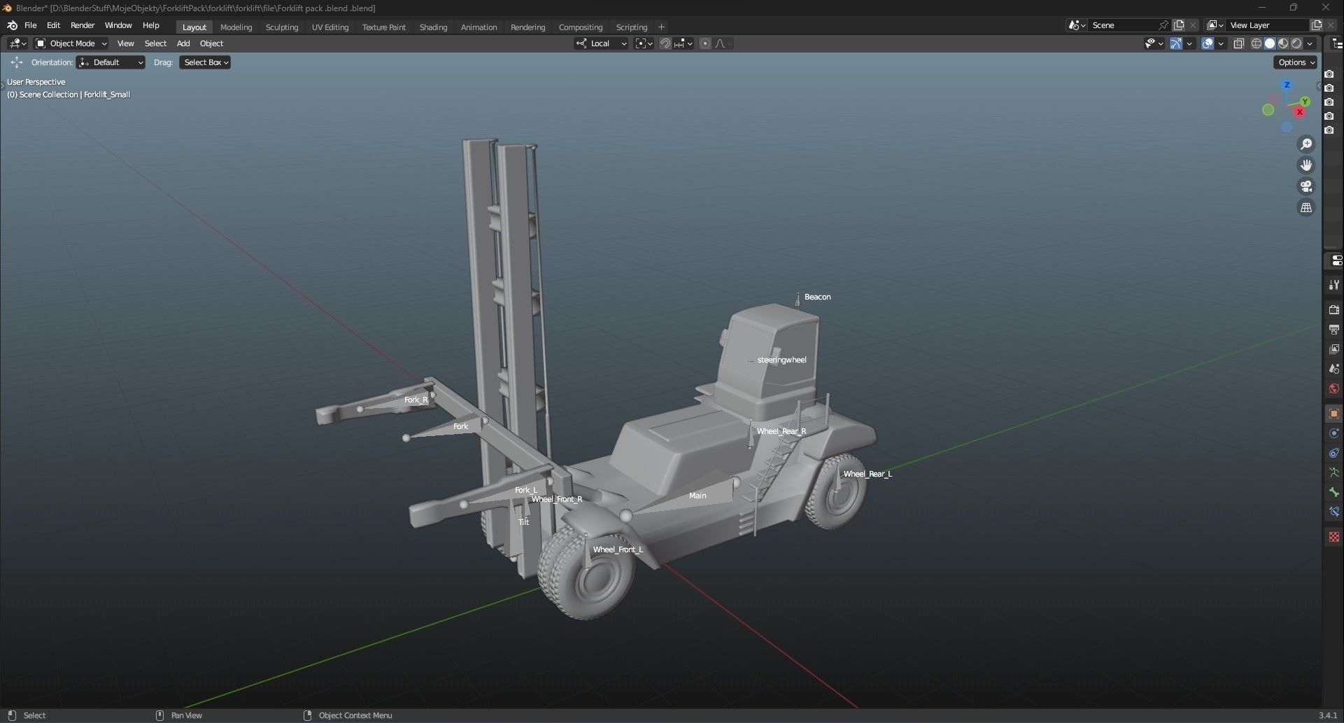 Forklift Pack with textures and Rig 3D model_28