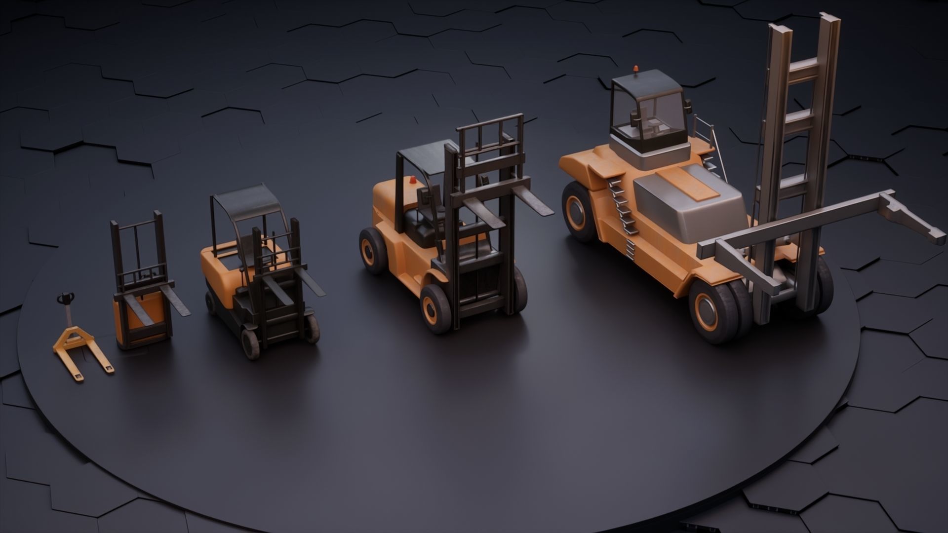 Forklift Pack with textures and Rig 3D model_2