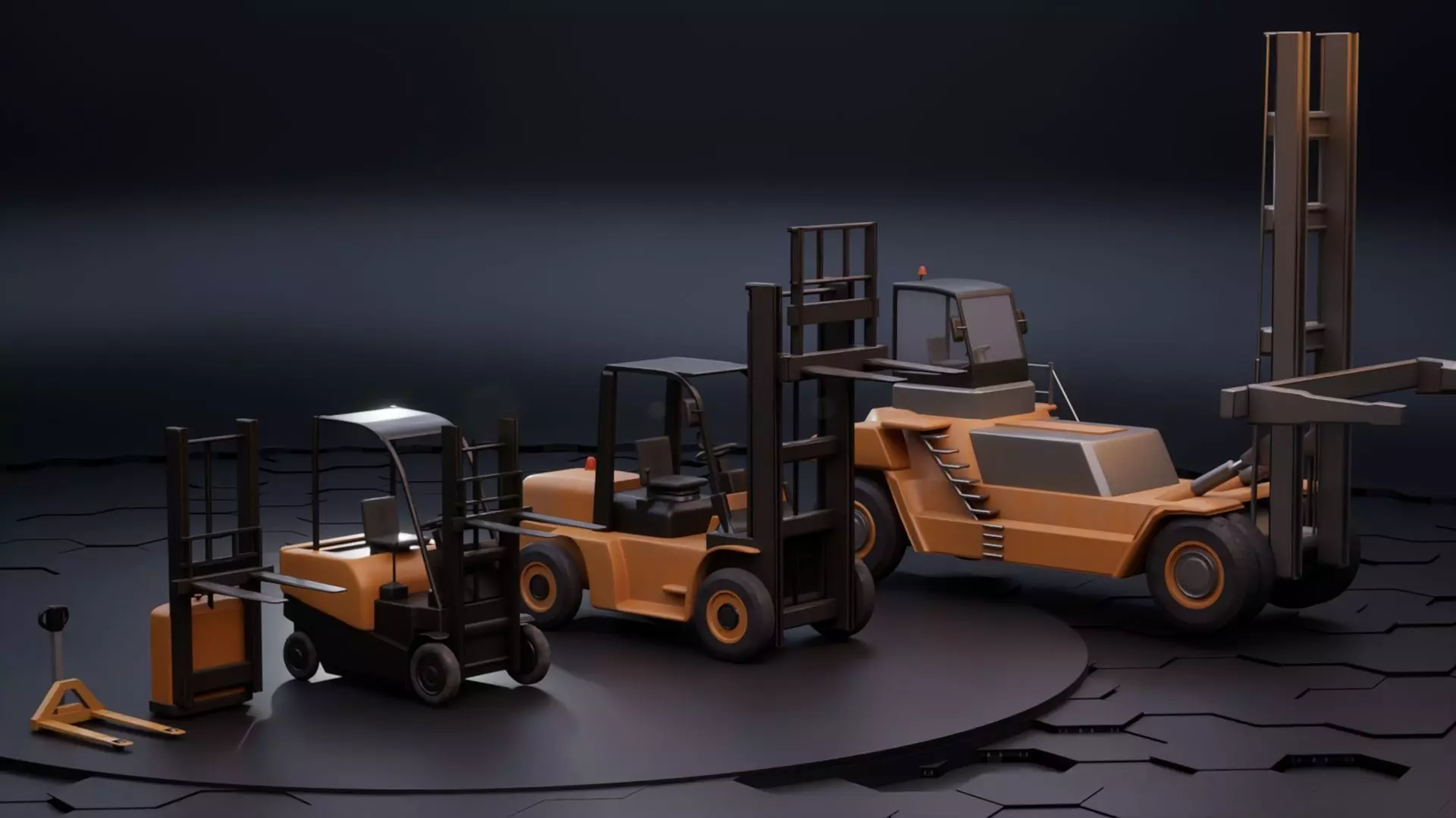 Forklift Pack with textures and Rig 3D model_0