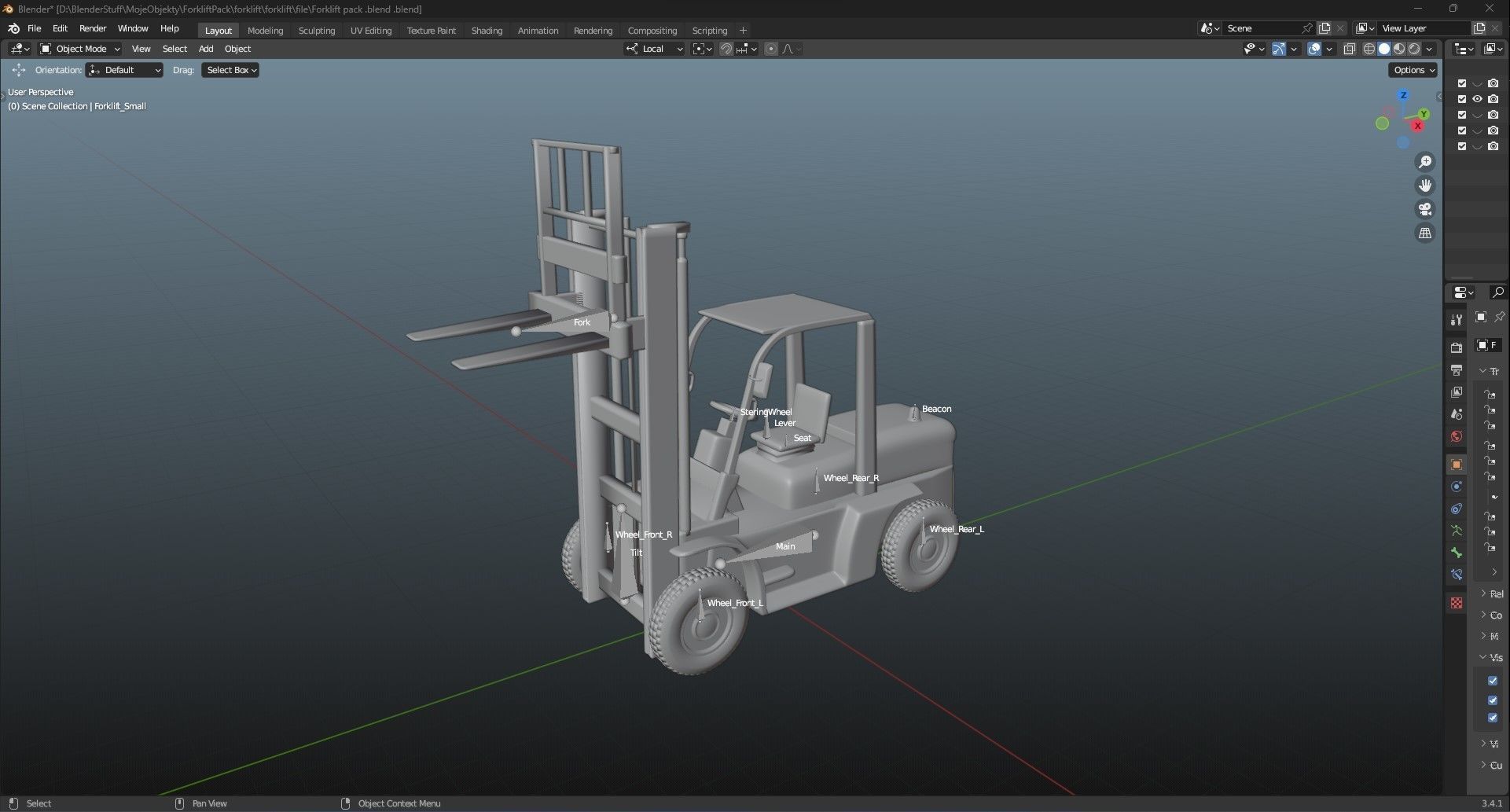 Forklift Pack with textures and Rig 3D model_26
