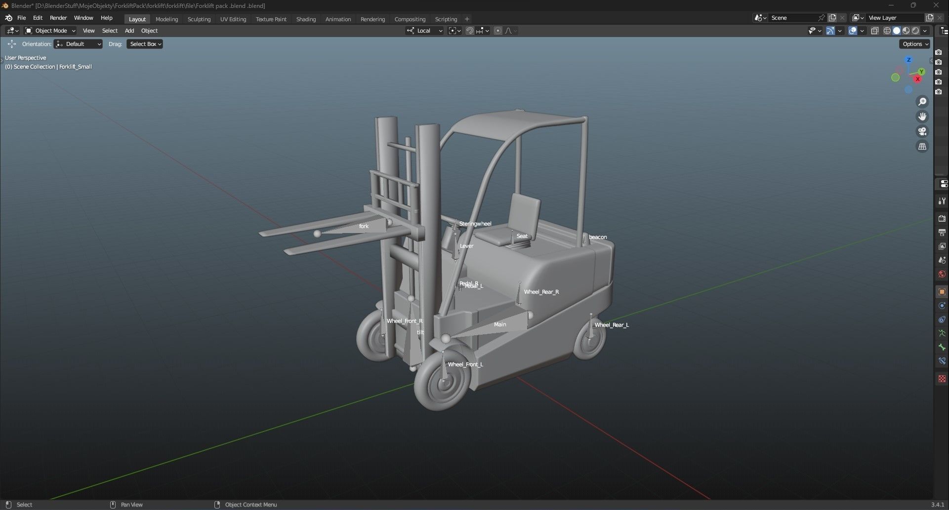 Forklift Pack with textures and Rig 3D model_24