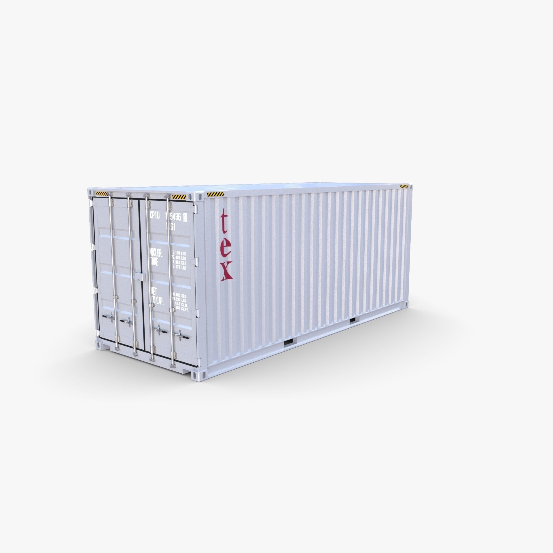 20ft Shipping Container Tex v2 3D model_2