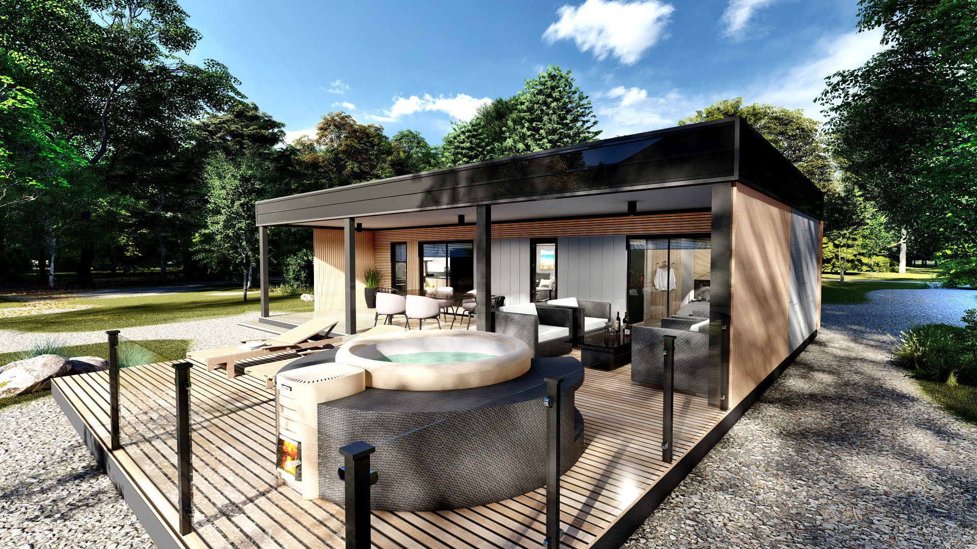 modern mobile home tiny house vacation house  on 44m2  3D plan 3D model_14