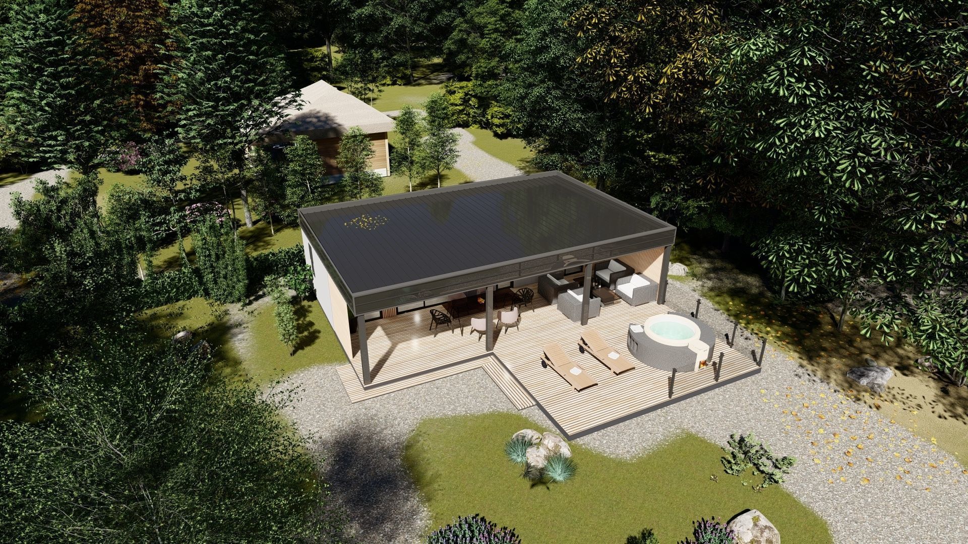 modern mobile home tiny house vacation house  on 44m2  3D plan 3D model_17