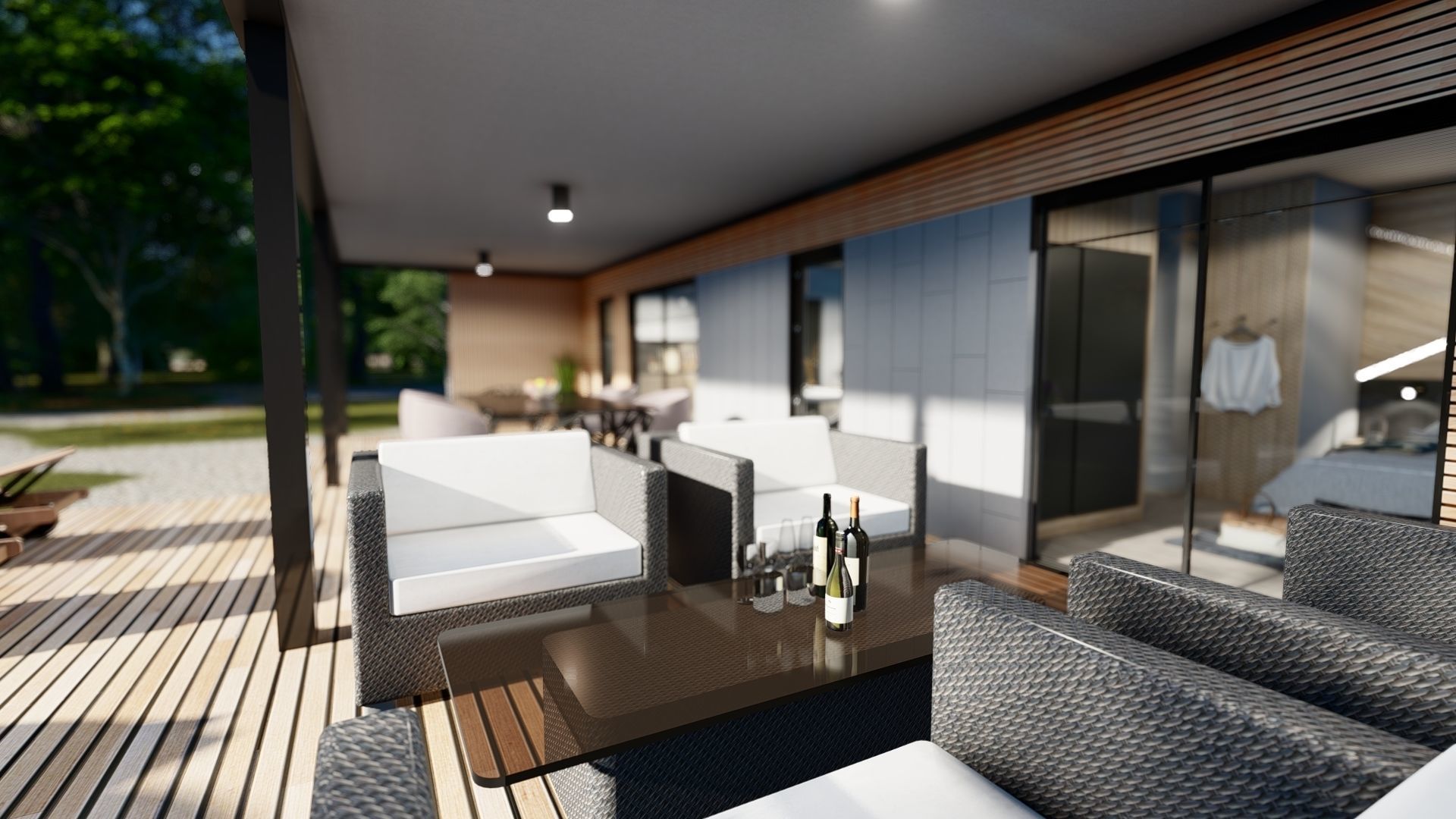 modern mobile home tiny house vacation house  on 44m2  3D plan 3D model_10