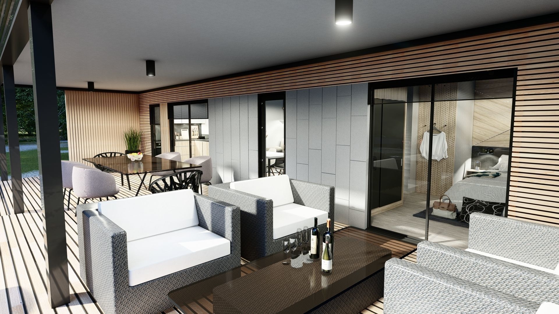 modern mobile home tiny house vacation house  on 44m2  3D plan 3D model_5