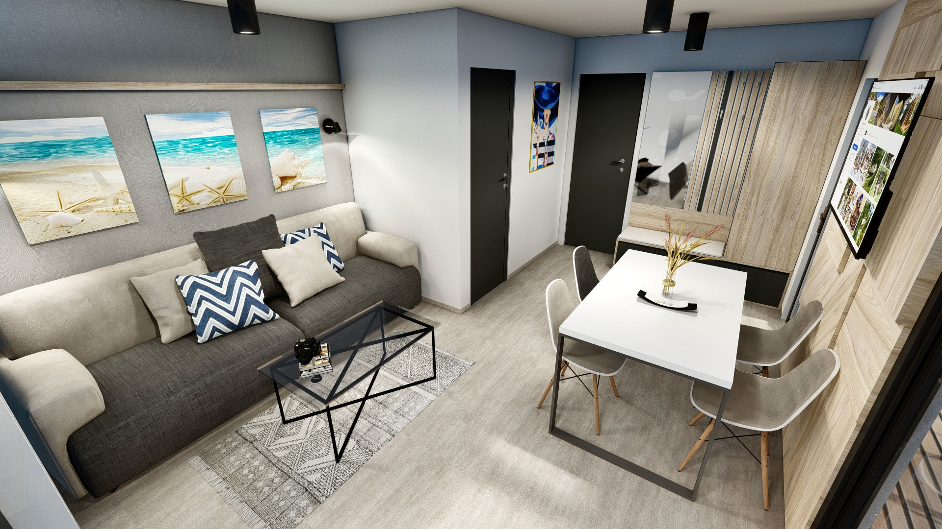 modern mobile home tiny house vacation house  on 44m2  3D plan 3D model_7