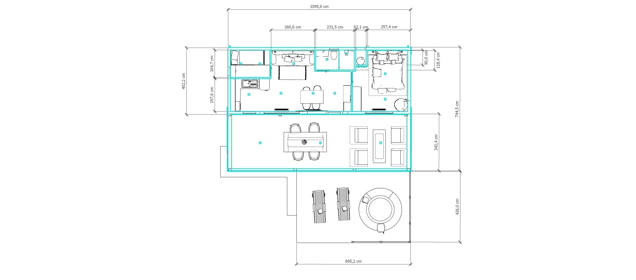 modern mobile home tiny house vacation house  on 44m2  3D plan 3D model_6