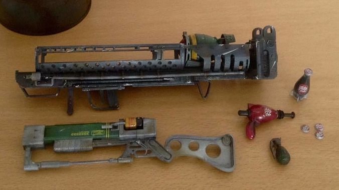 Fallout weapons and accessories pack 6th Scale Prop Replicas 3D Model Collection