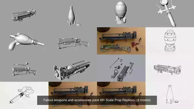 Fallout weapons and accessories pack 6th Scale Prop Replicas