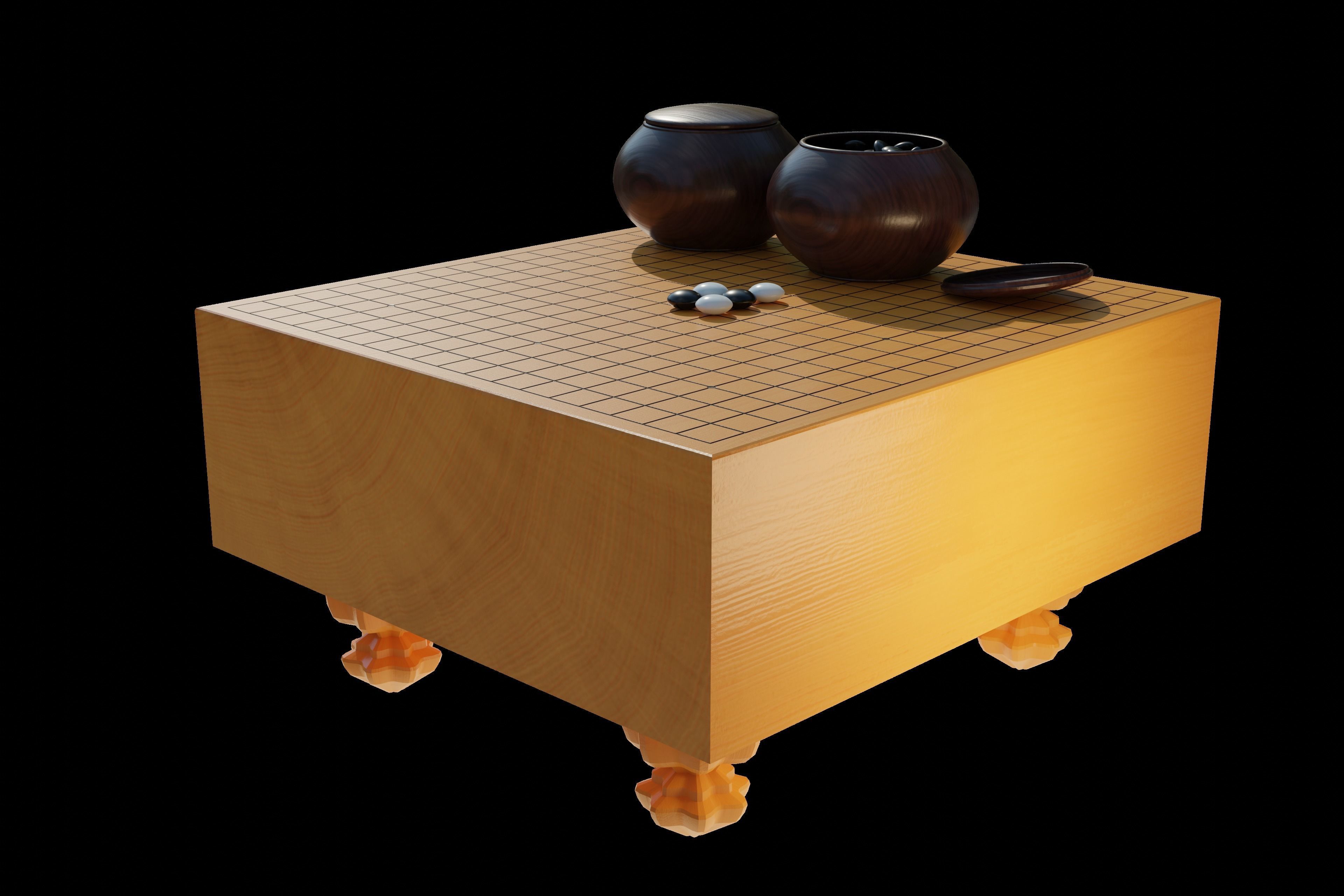Go set game table Low-poly 3D model_1