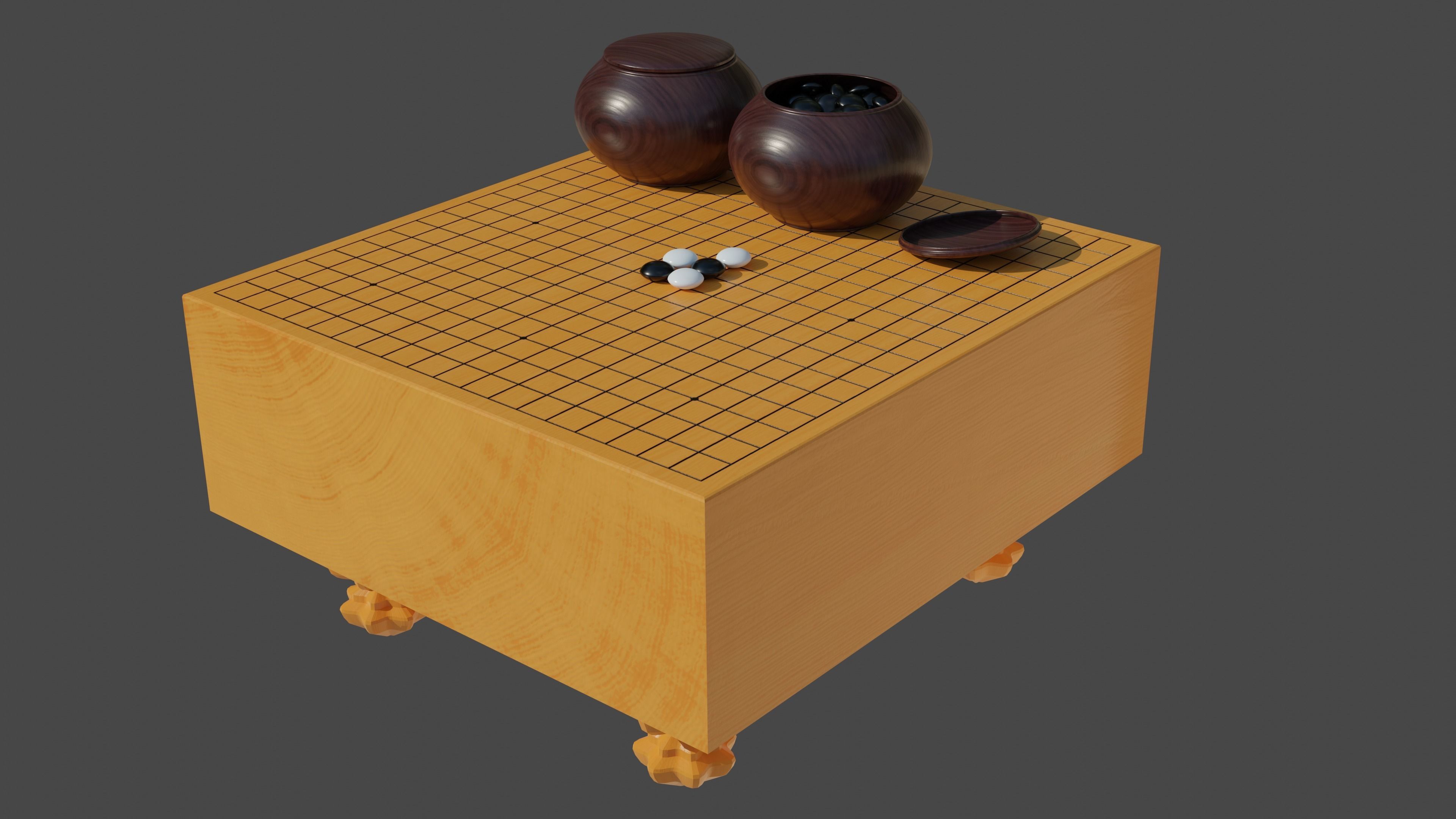 Go set game table Low-poly 3D model_14