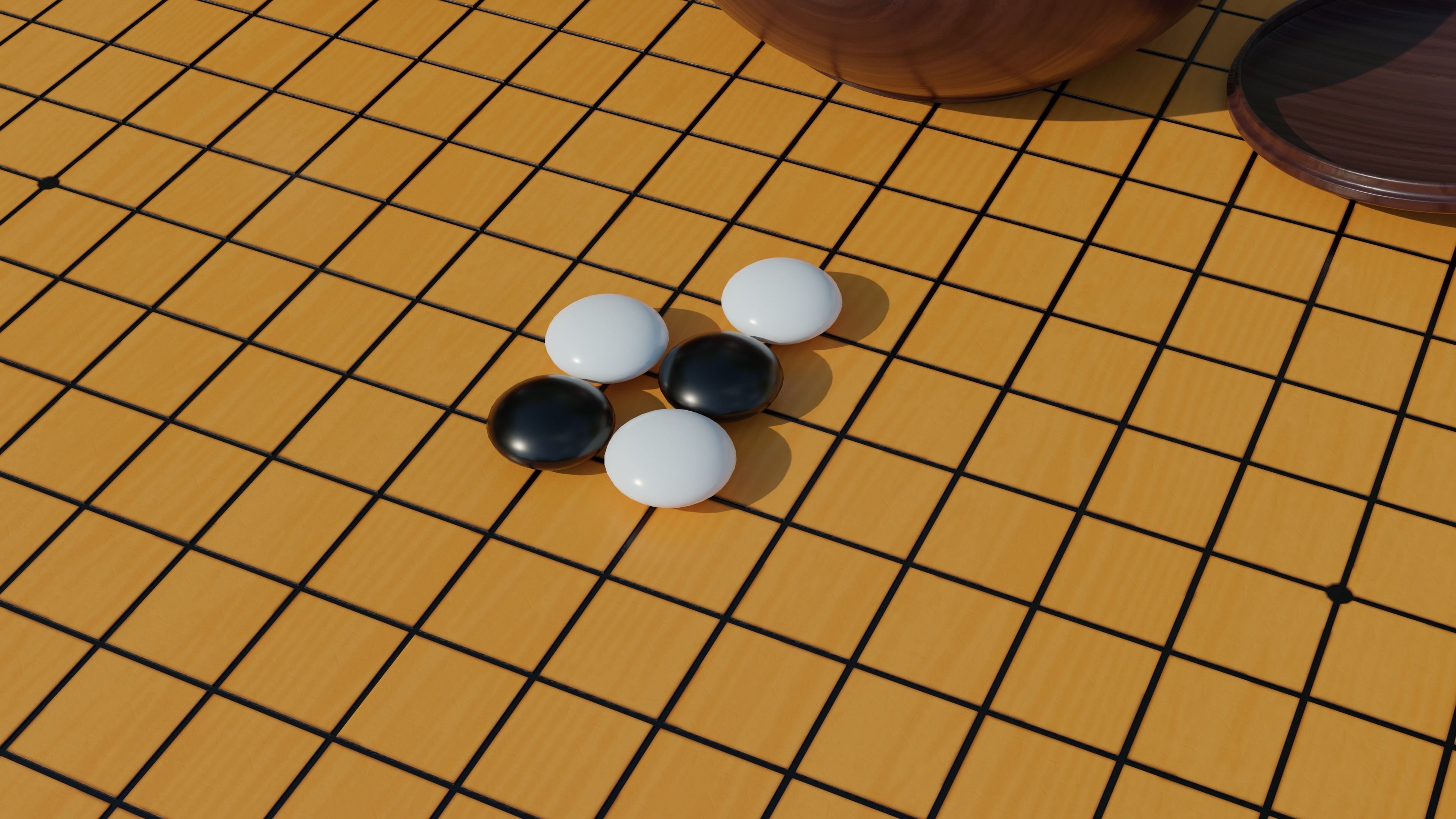 Go set game table Low-poly 3D model_6