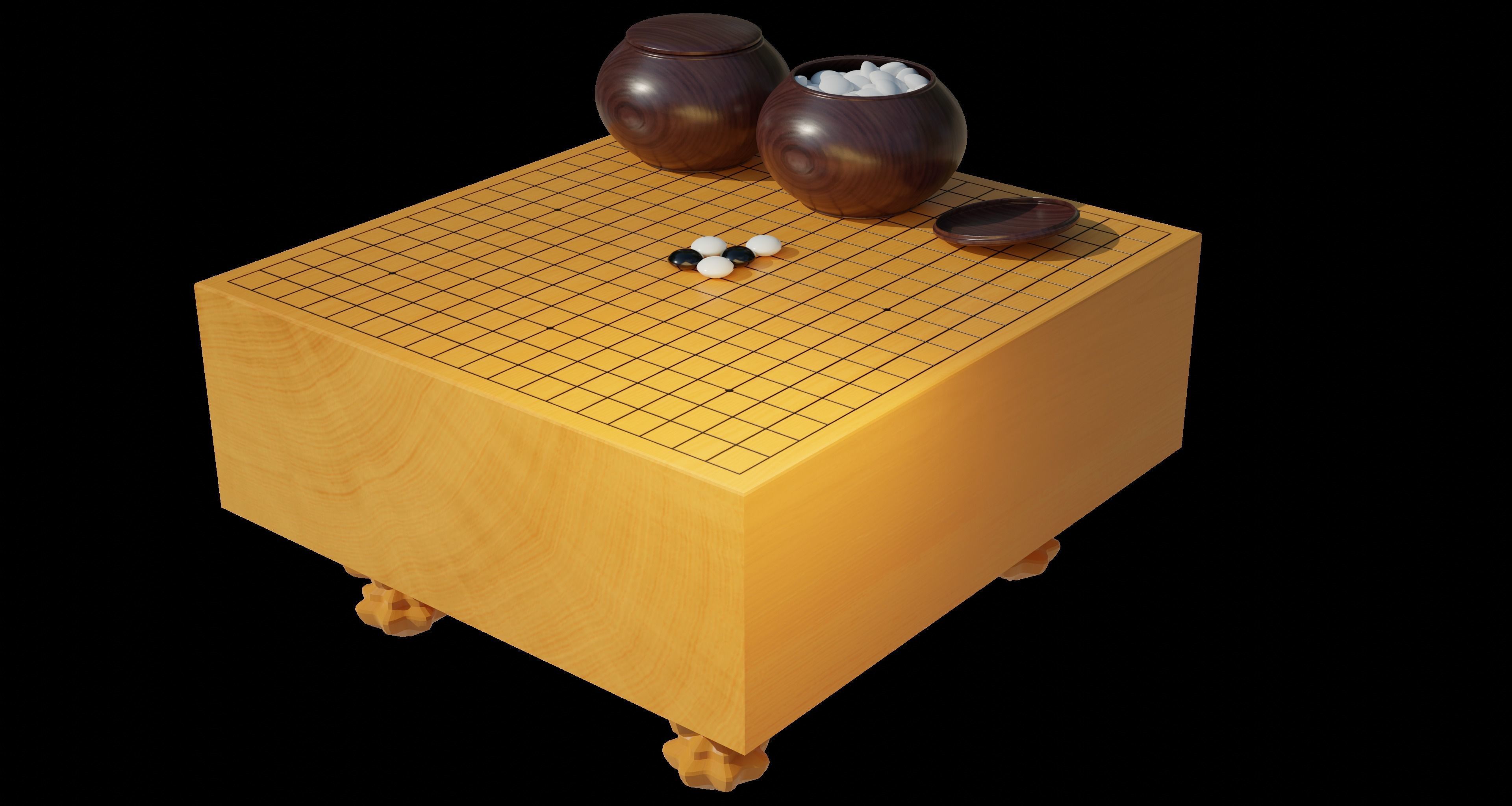 Go set game table Low-poly 3D model_2