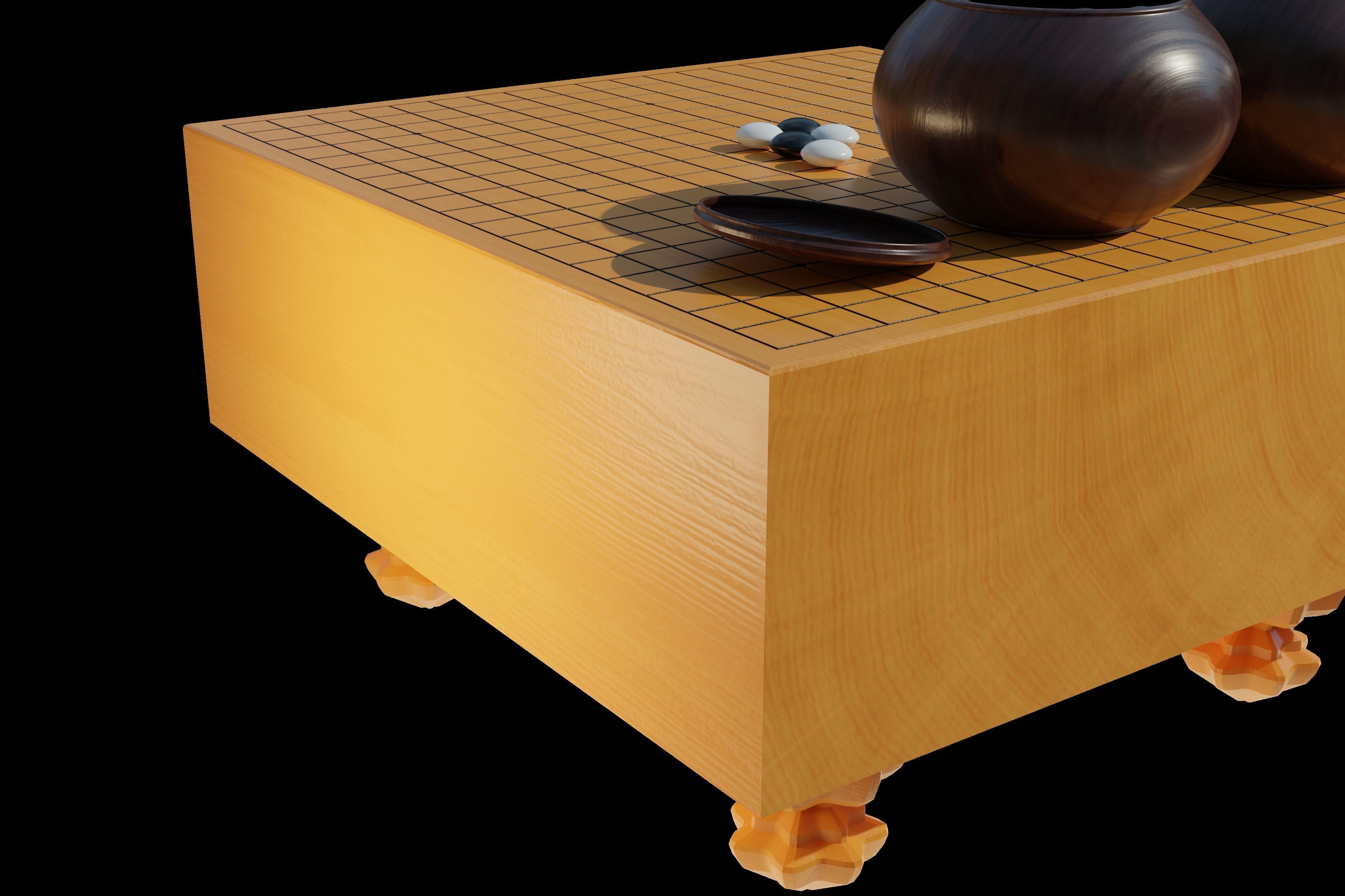 Go set game table Low-poly 3D model_7