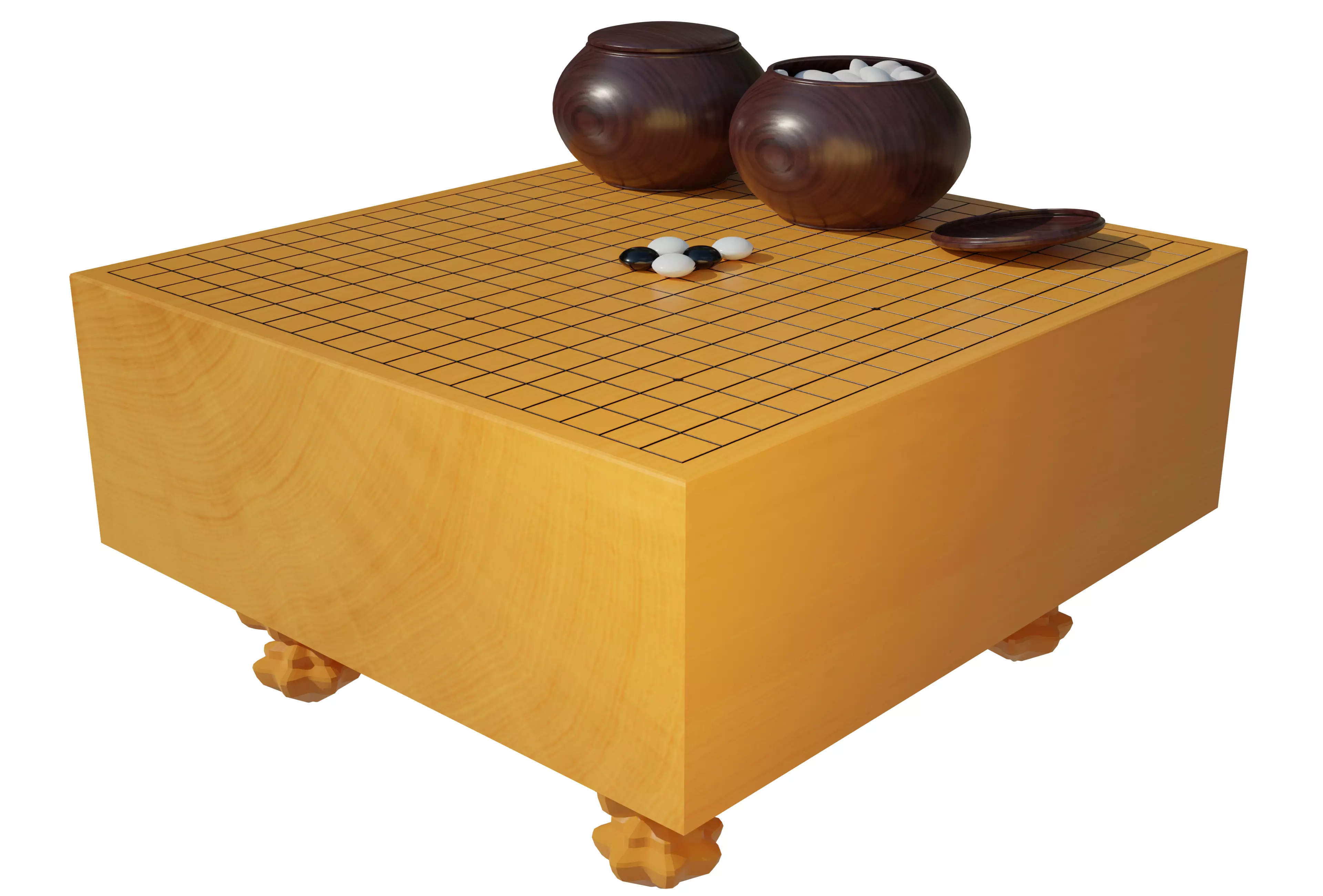 Go set game table Low-poly 3D model_0