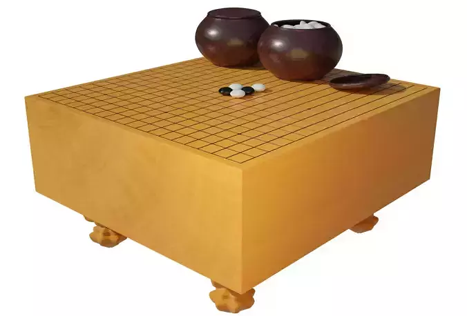 Go set game table Low-poly 3D model