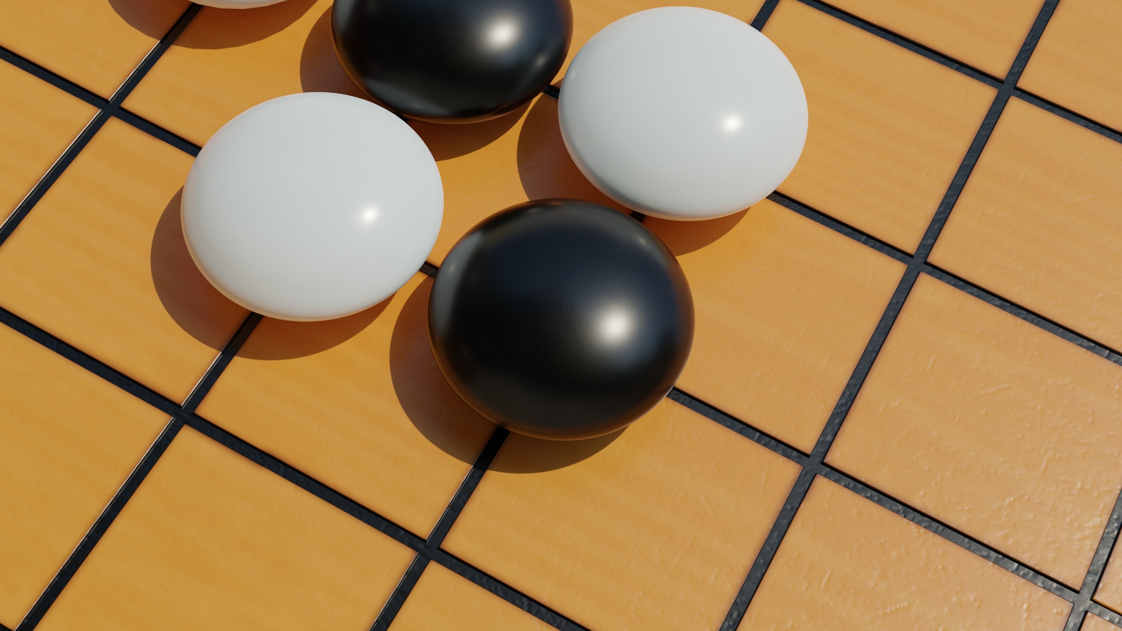 Go set game table Low-poly 3D model_3