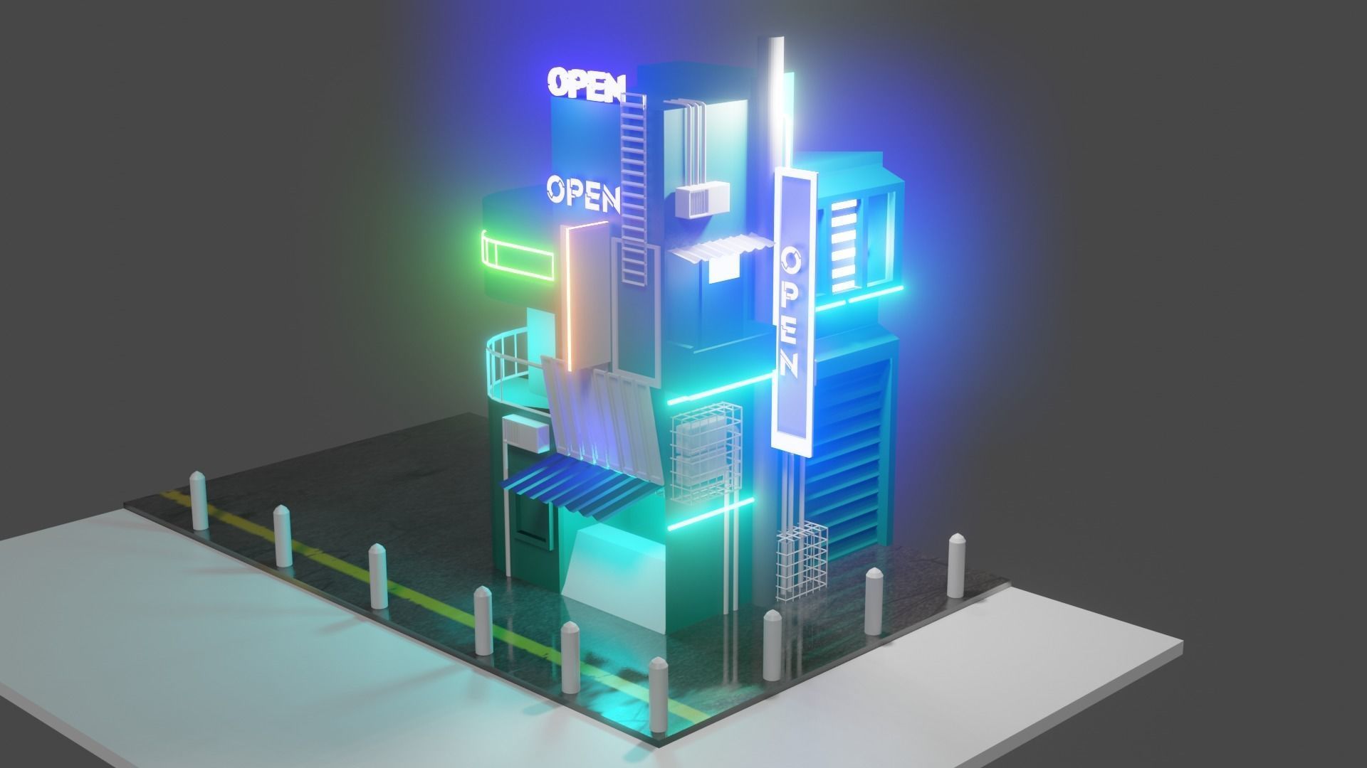 Cyber place 3D model_1
