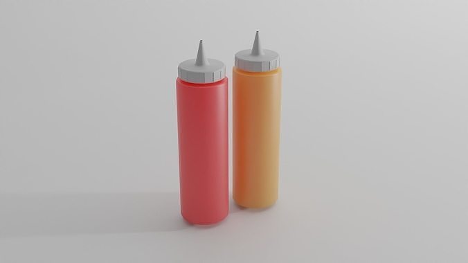 Props ketchup and mustard bottle Low-poly 3D model