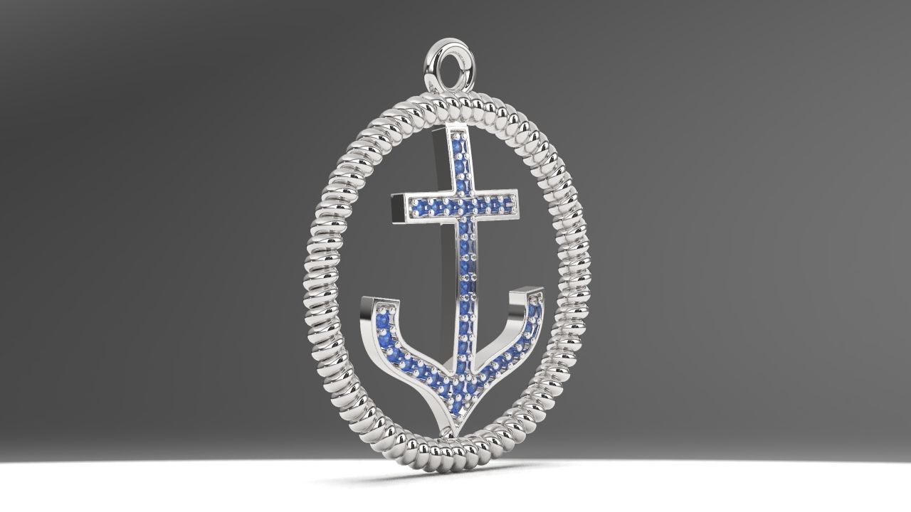 ANCHOR CHARM PENDANT 3D print model_2