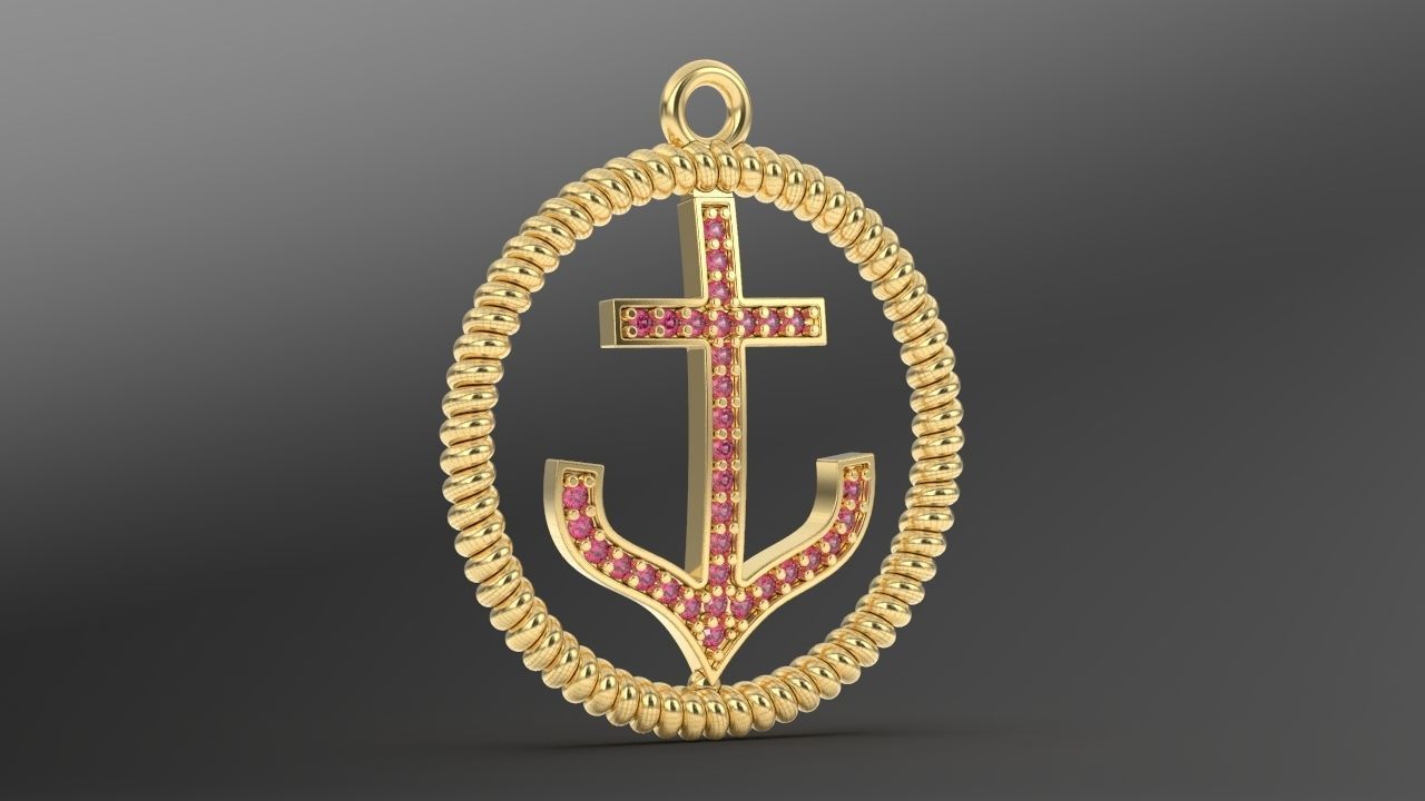 ANCHOR CHARM PENDANT 3D print model_1