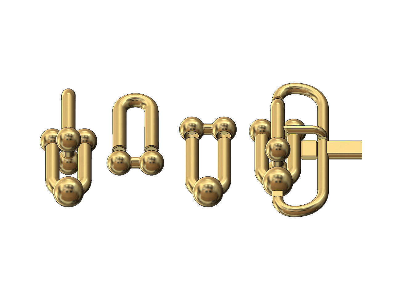 Interlocking 2 hardware links pendant and charm 3D print model_2