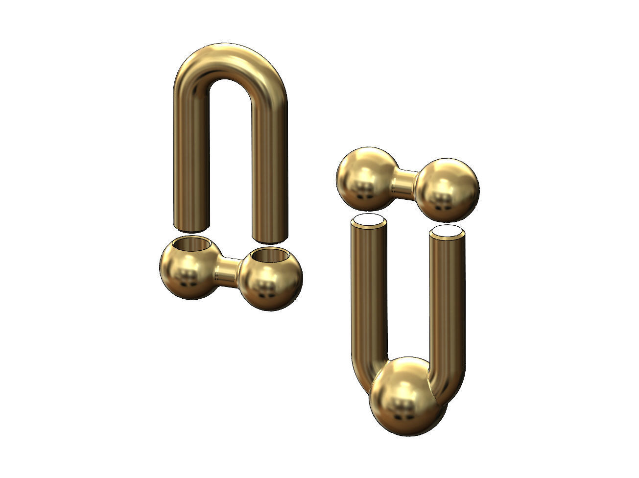 Interlocking 2 hardware links pendant and charm 3D print model_6