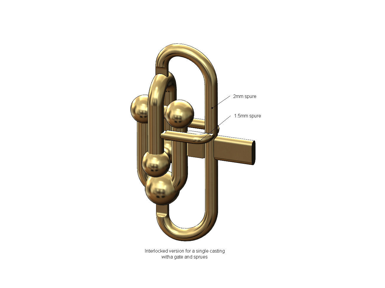 Interlocking 2 hardware links pendant and charm 3D print model_7