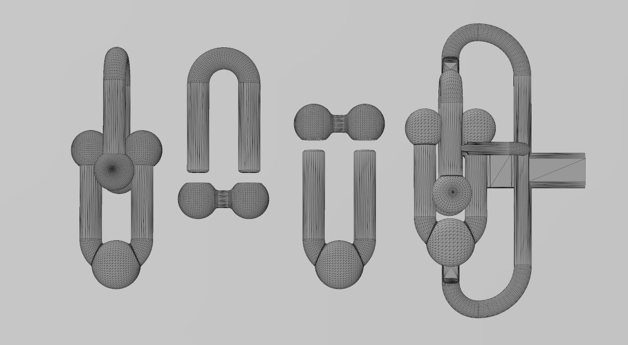 Interlocking 2 hardware links pendant and charm 3D print model_13