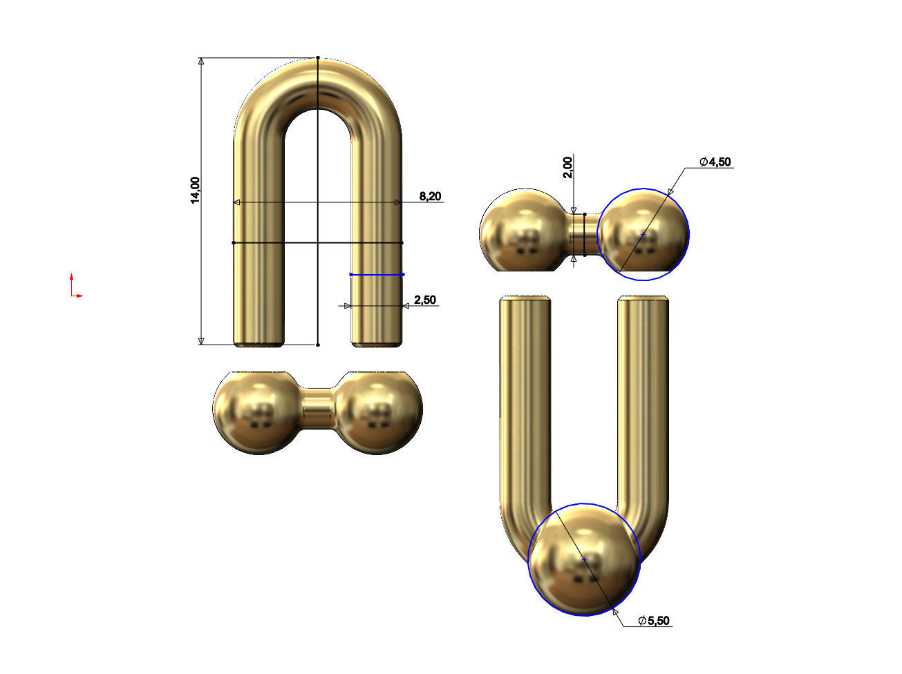 Interlocking 2 hardware links pendant and charm 3D print model_5
