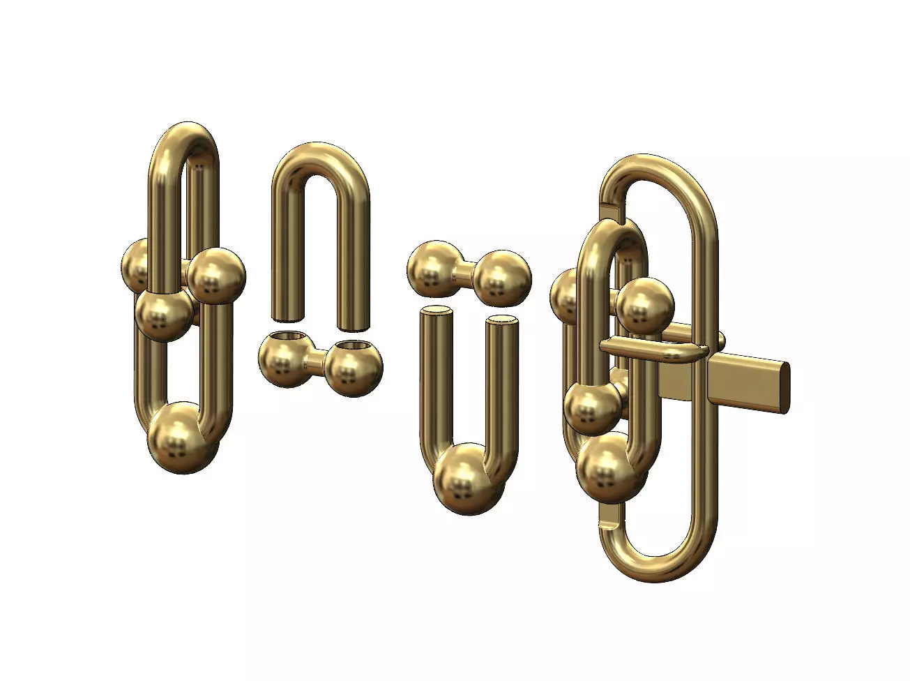 Interlocking 2 hardware links pendant and charm 3D print model_0