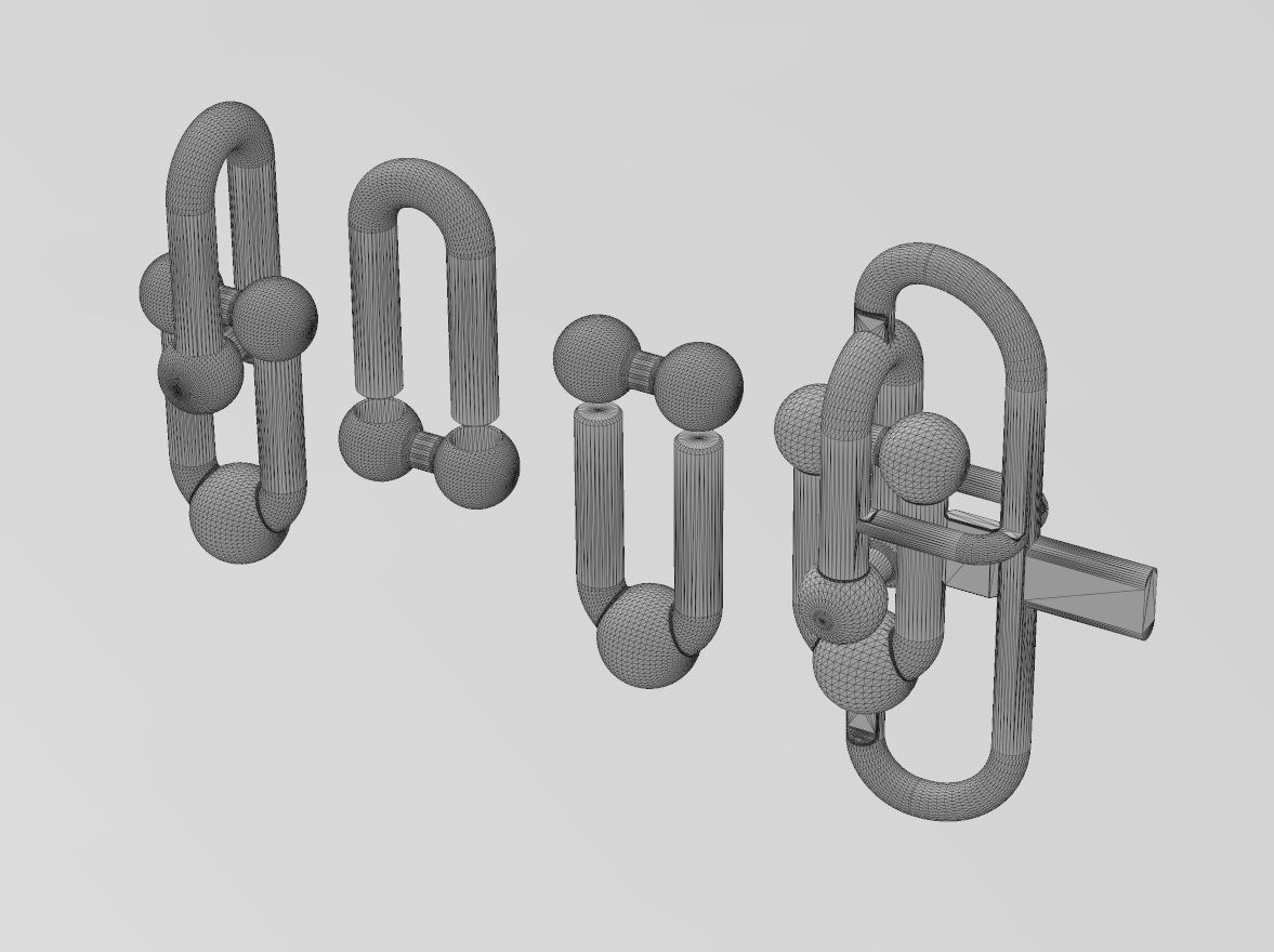 Interlocking 2 hardware links pendant and charm 3D print model_14
