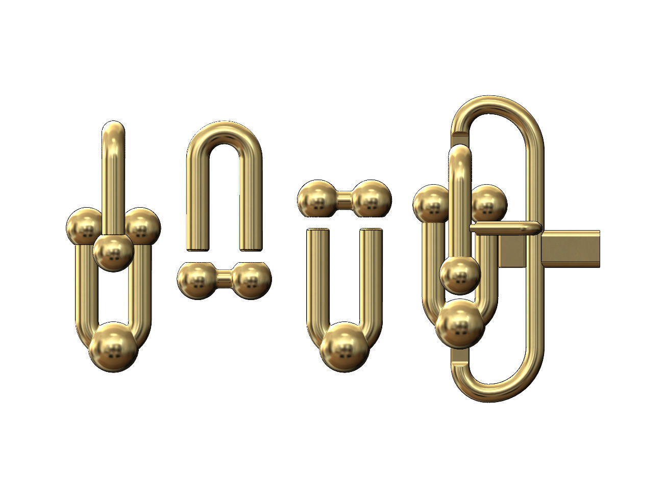 Interlocking 2 hardware links pendant and charm 3D print model_1