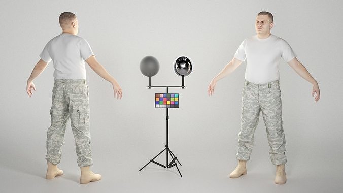 Man in camo pants ready for animation 330 Low-poly 3D model
