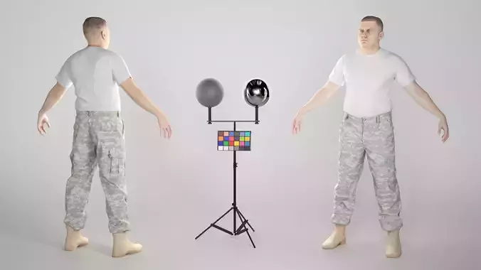 Man in camo pants ready for animation 330 Low-poly 3D model