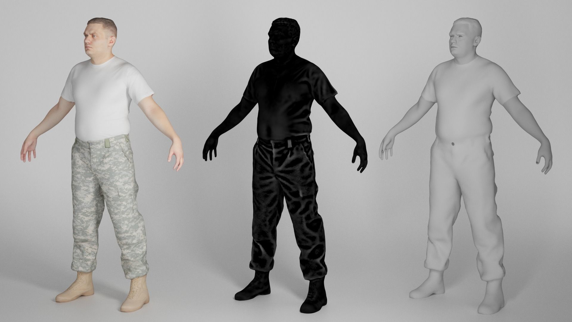 Man in camo pants ready for animation 330 Low-poly 3D model_4