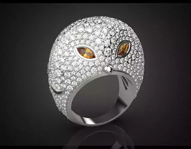 Oulu the owl jewelry ring 3D print model