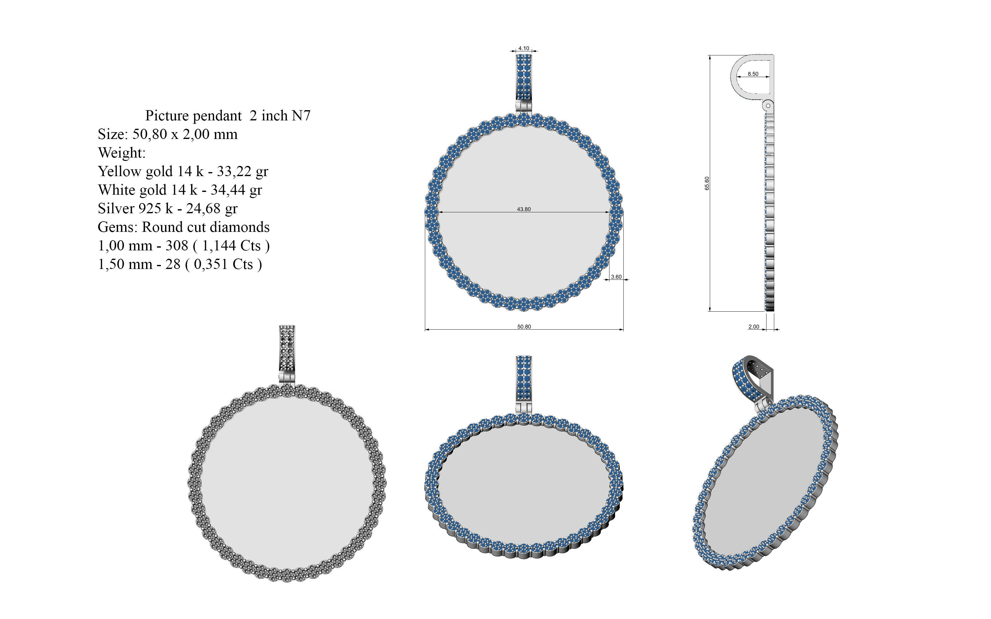Picture pendant 1-2 inch N7 3D print model_11