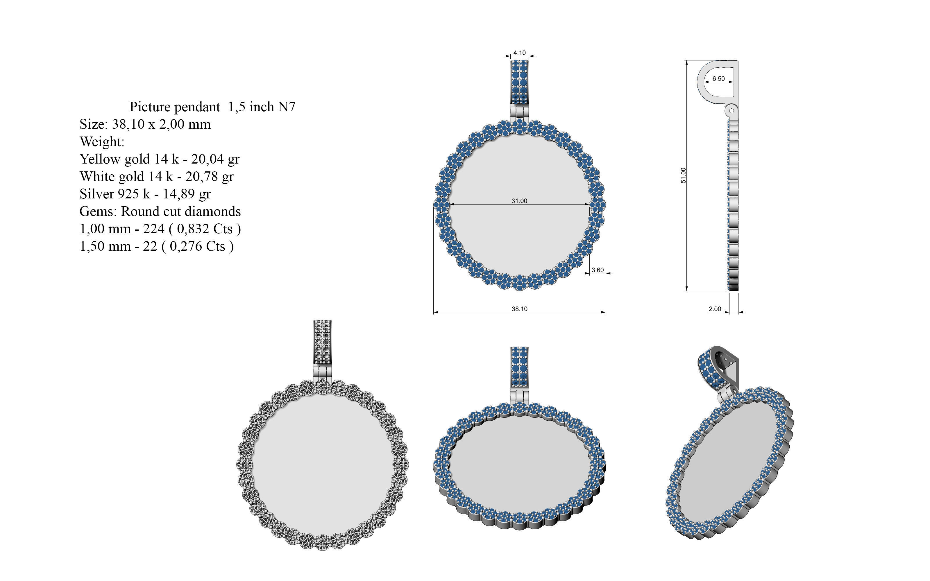 Picture pendant 1-2 inch N7 3D print model_10