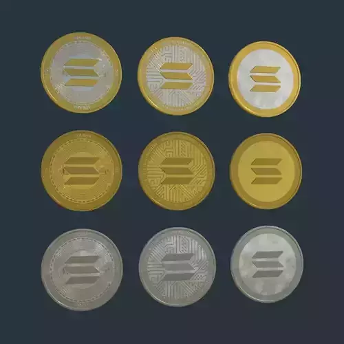 Solana SOL - Cryptocurrency Coin 3D model