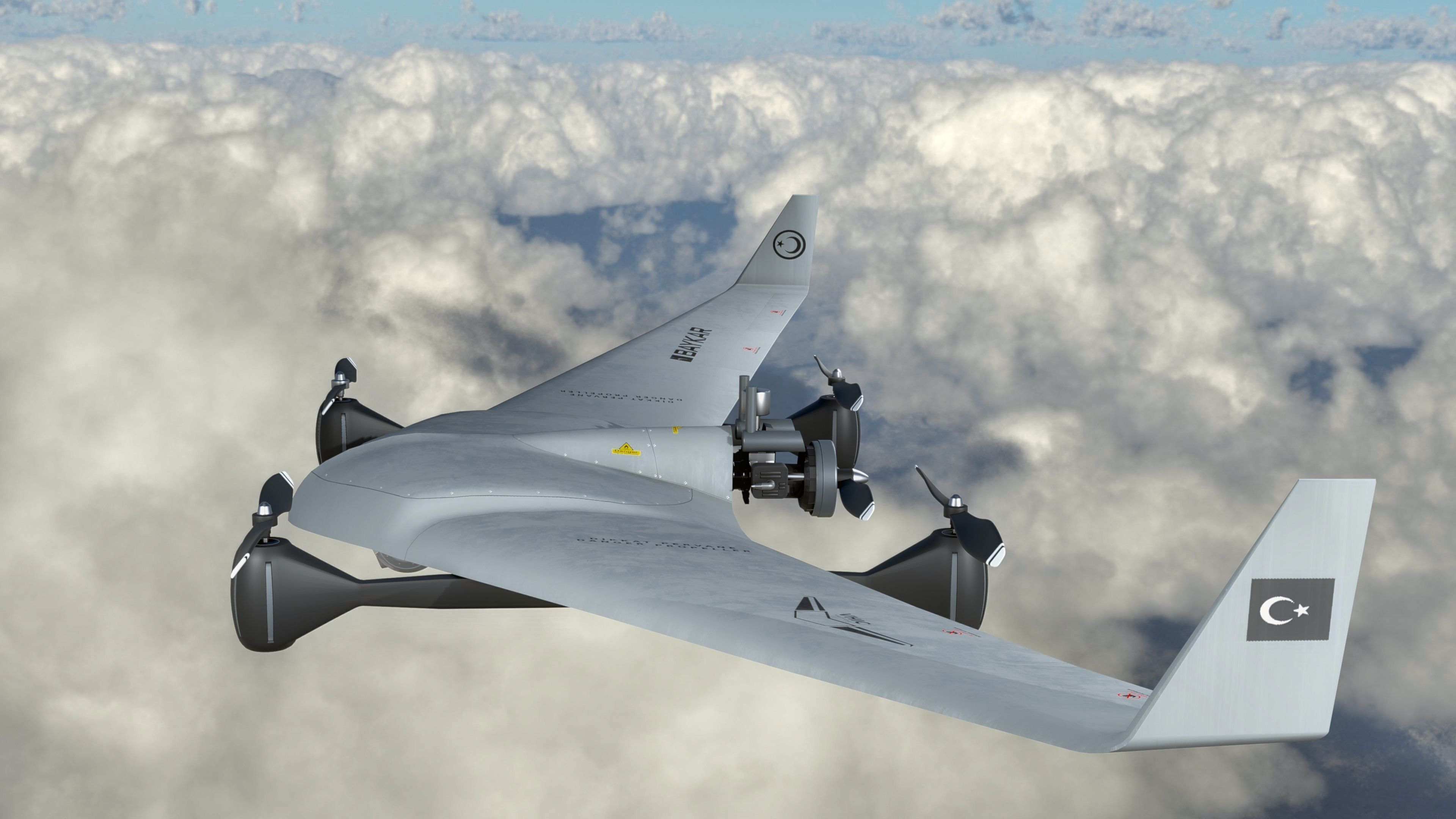 Diha UAV VTOL Bayraktar Low-poly 3D model_5