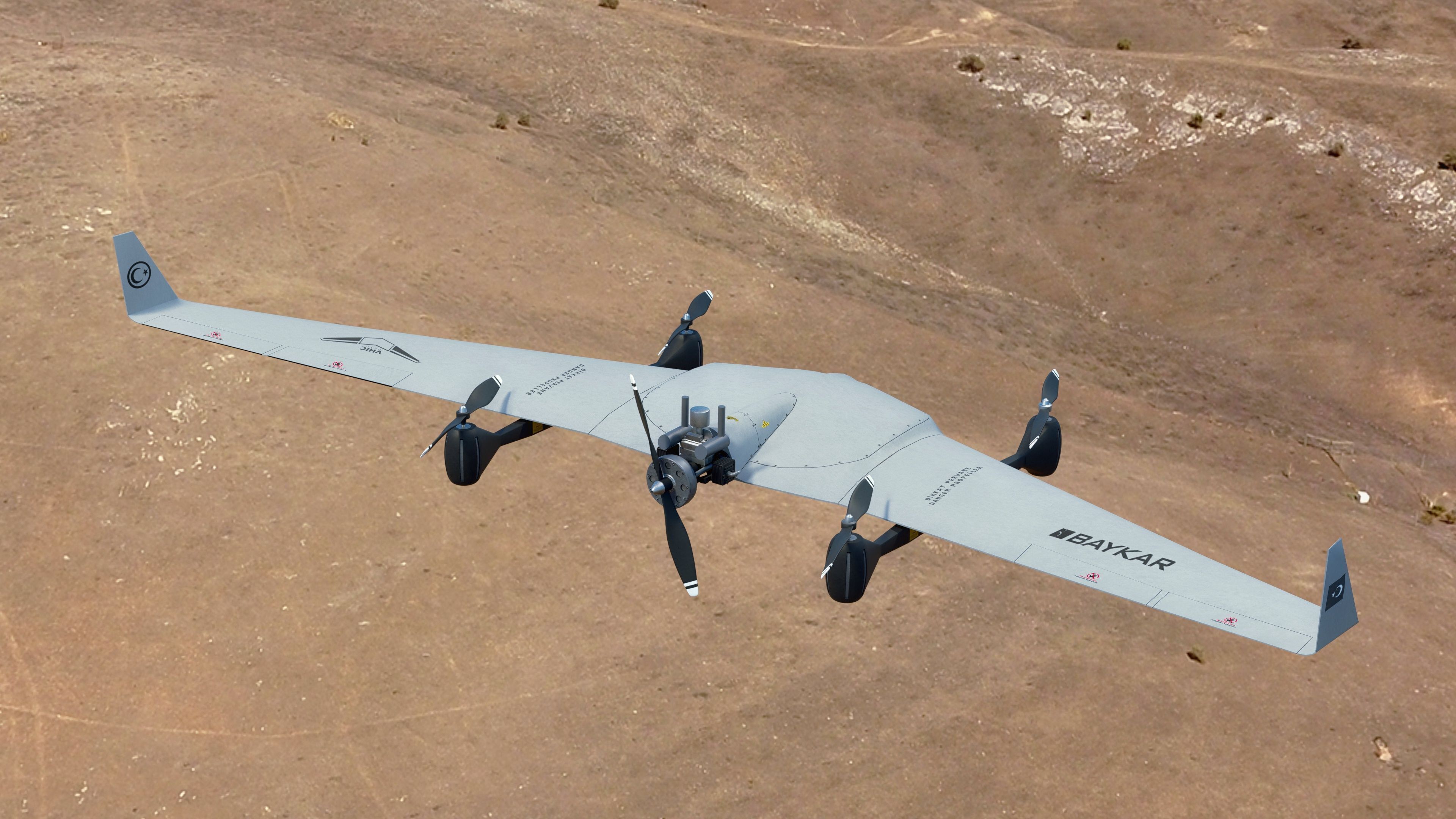 Diha UAV VTOL Bayraktar Low-poly 3D model_11