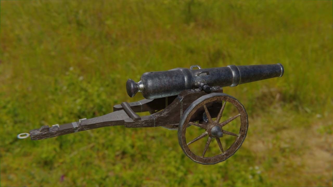 cca 15th century style cannon Low-poly 3D model_7
