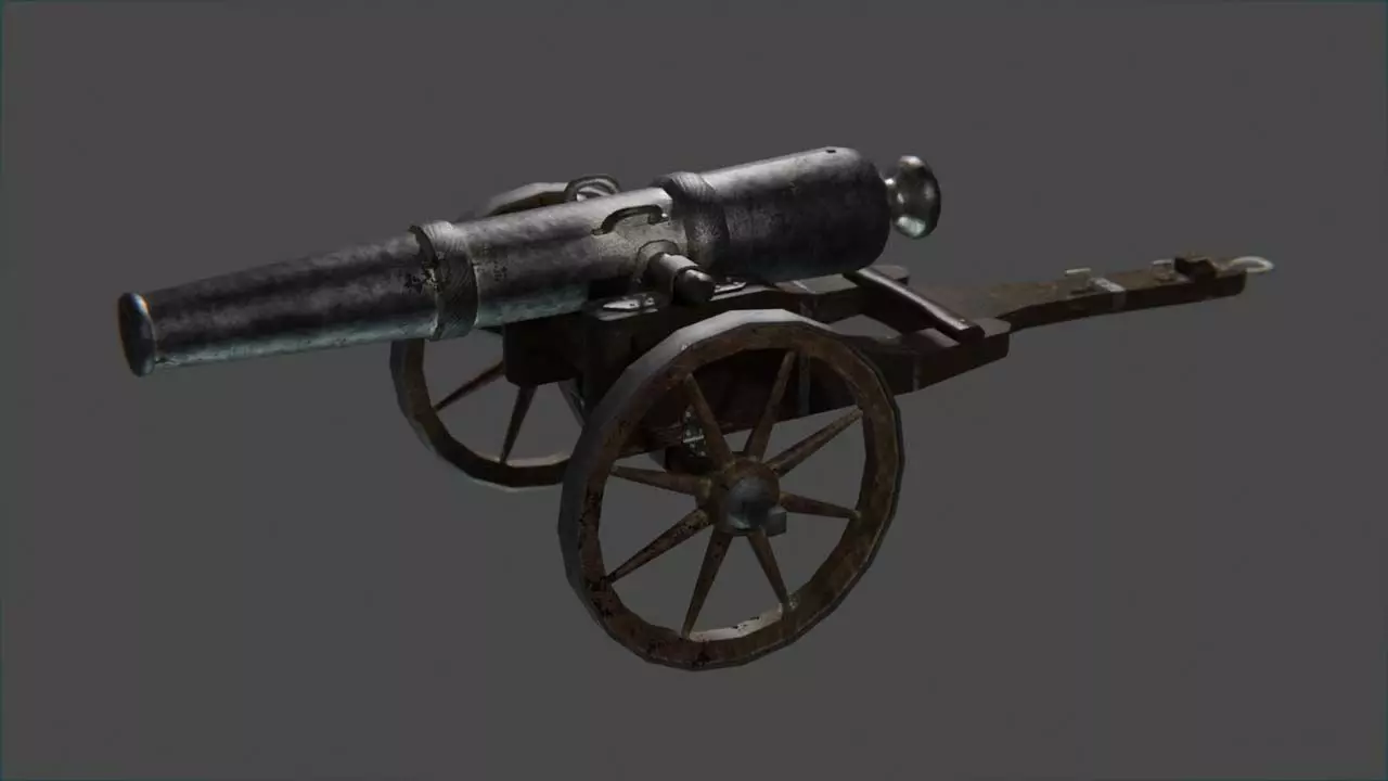 cca 15th century style cannon Low-poly 3D model_0