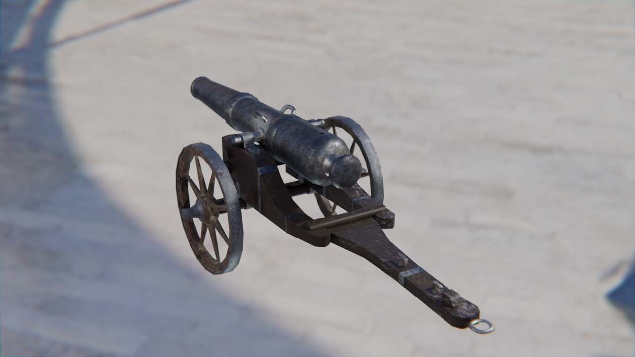 cca 15th century style cannon Low-poly 3D model_9