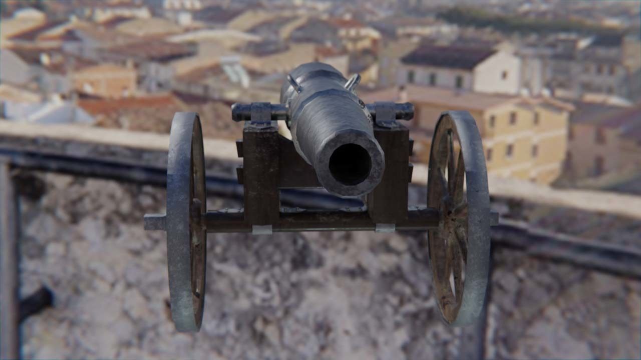 cca 15th century style cannon Low-poly 3D model_2
