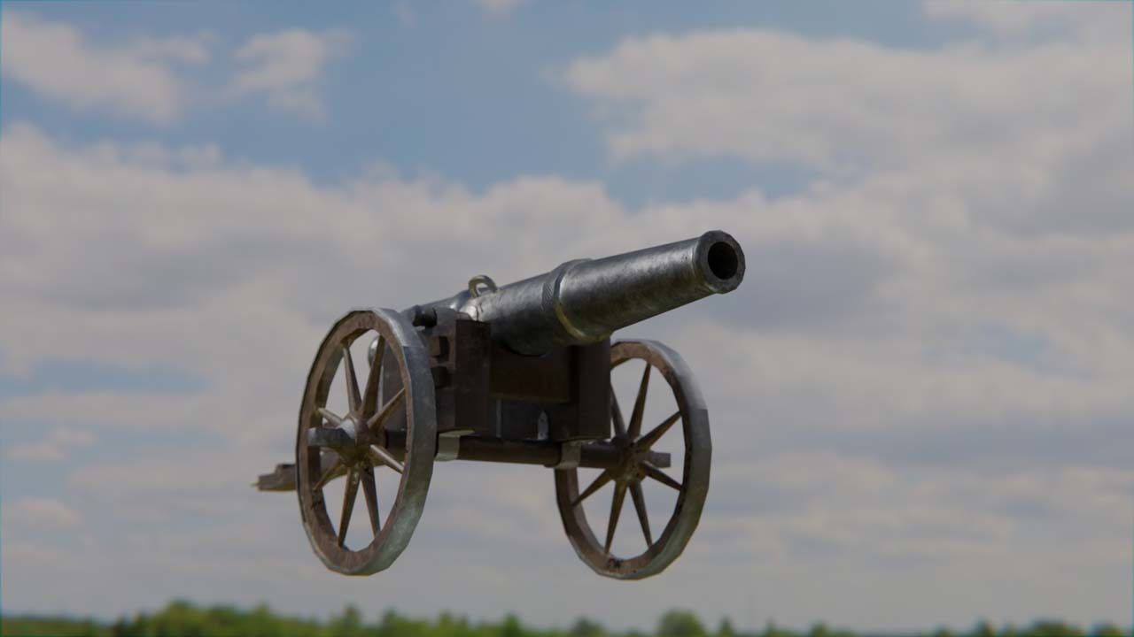 cca 15th century style cannon Low-poly 3D model_5